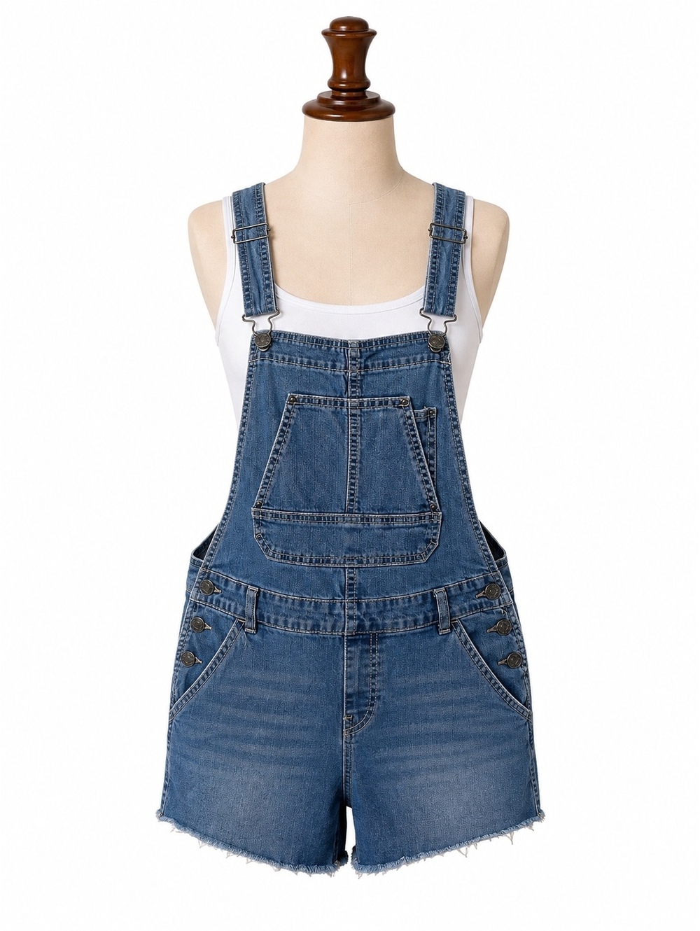 Union Bay Vintage Denim Short Overalls Womens Medium Blue Jean Bib
